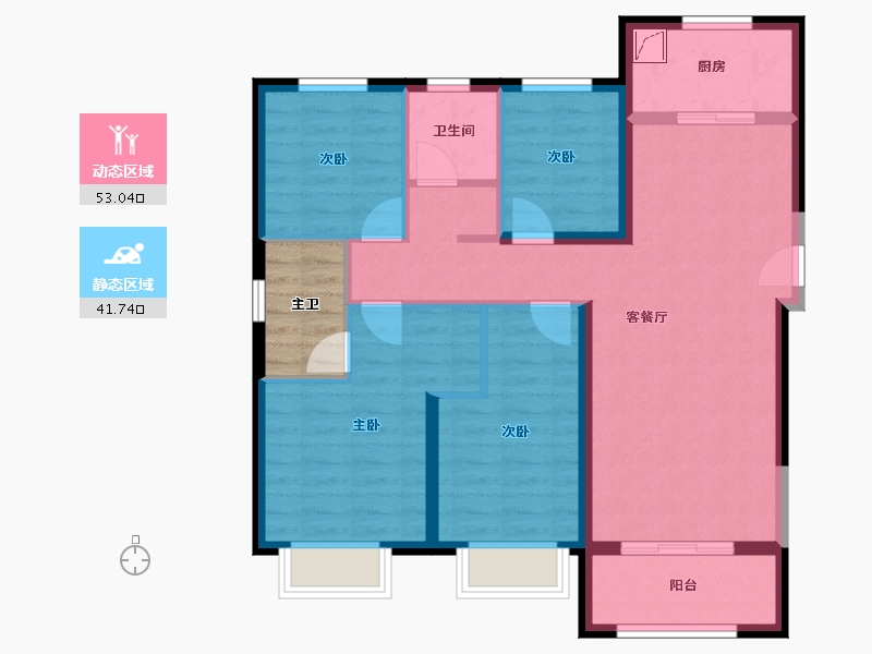 湖北省-武汉市-万科华生公园大道-88.24-户型库-动静分区