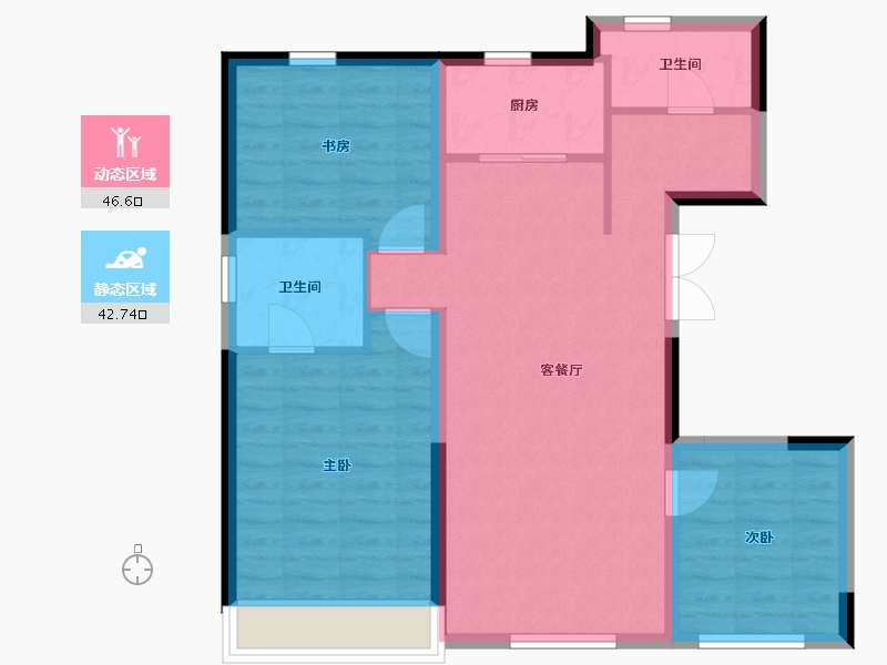 辽宁省-沈阳市-招商观园-80.32-户型库-动静分区