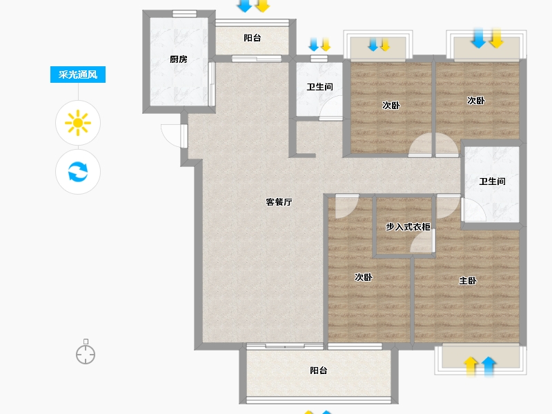 湖北省-武汉市-交投合盛嘉园-111.20-户型库-采光通风