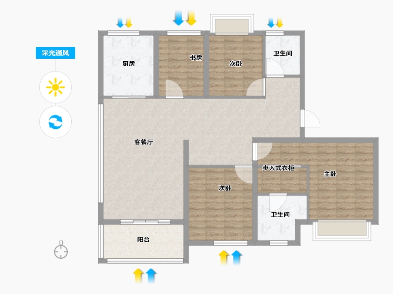 上海-上海市-金隅外滩东岸-118.41-户型库-采光通风