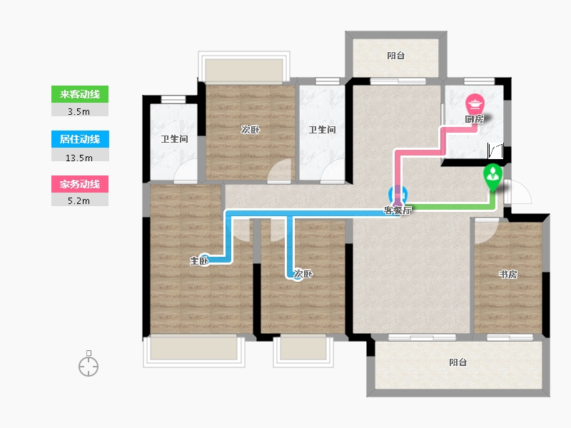 湖南省-长沙市-保利中环广场-104.63-户型库-动静线