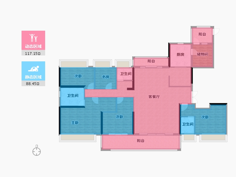 贵州省-贵阳市-碧桂园百花里-186.40-户型库-动静分区