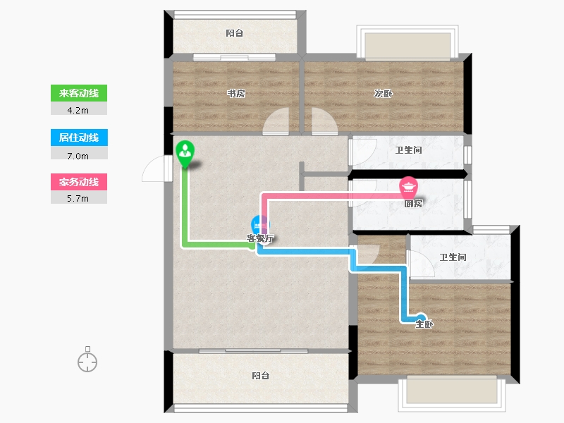 湖南省-长沙市-长房岭秀时代-90.35-户型库-动静线