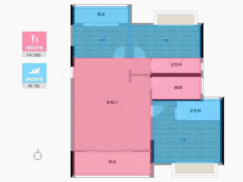 湖南省-长沙市-长房岭秀时代-90.35-户型库-动静分区