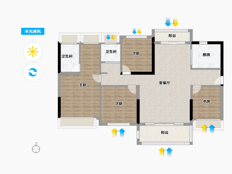 贵州省-贵阳市-碧桂园百花里-114.40-户型库-采光通风