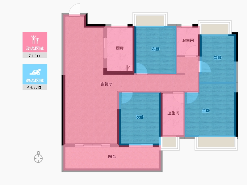 湖南省-长沙市-保利中环广场-103.68-户型库-动静分区