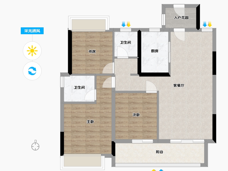 江苏省-南通市-春溪集-85.00-户型库-采光通风