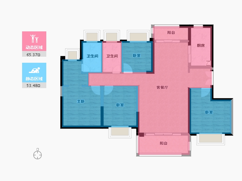 广东省-珠海市-世荣尚观花园-106.04-户型库-动静分区