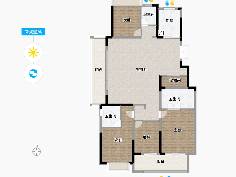 江苏省-常州市-嘉宏天际-160.00-户型库-采光通风