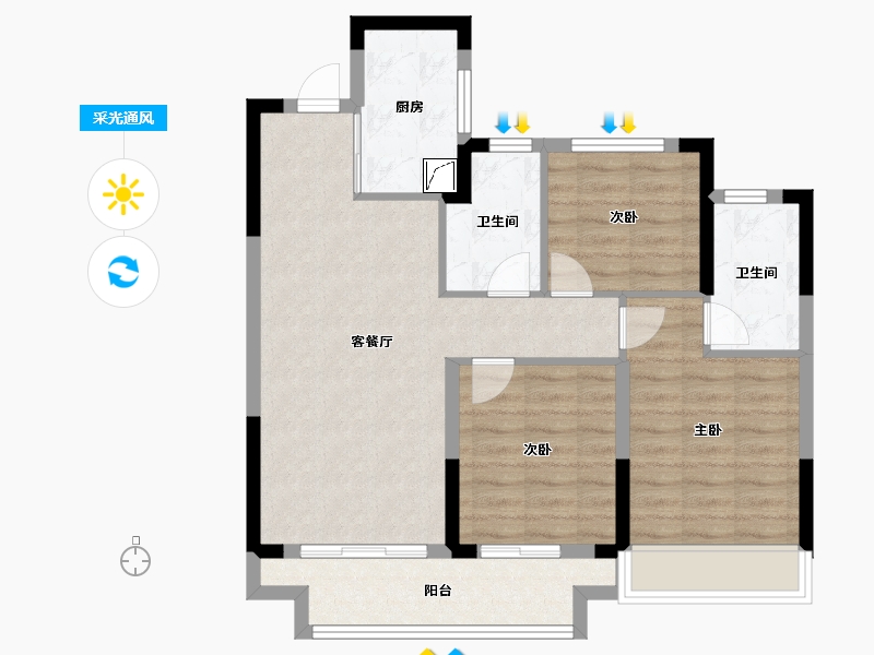 浙江省-湖州市-融信融创融璟园-79.00-户型库-采光通风