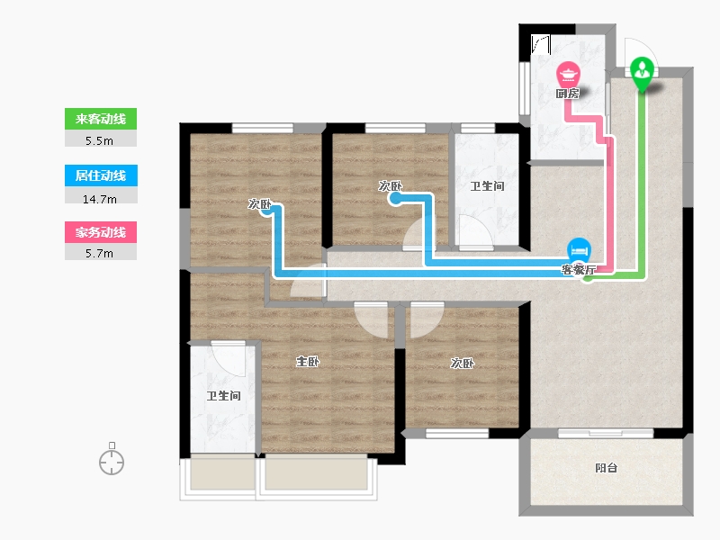 湖南省-长沙市-保利中环广场-89.02-户型库-动静线