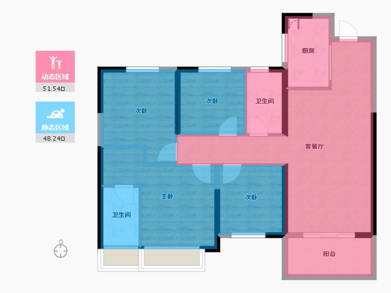 湖南省-长沙市-保利中环广场-89.02-户型库-动静分区