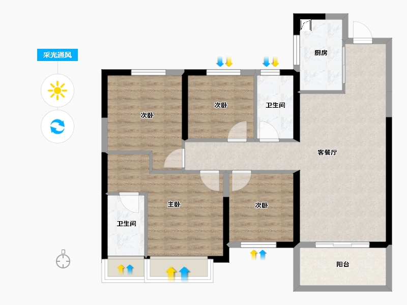 湖南省-长沙市-保利中环广场-89.02-户型库-采光通风