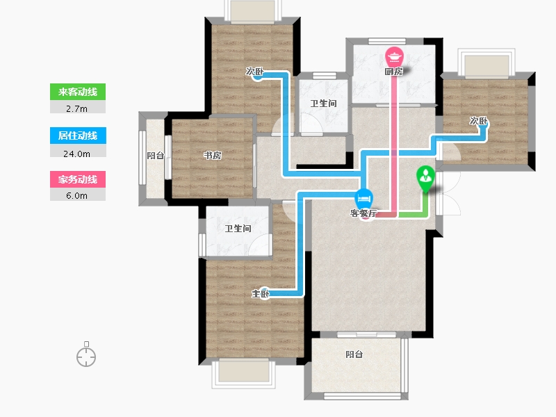 湖北省-武汉市-荣盛华庭-102.58-户型库-动静线