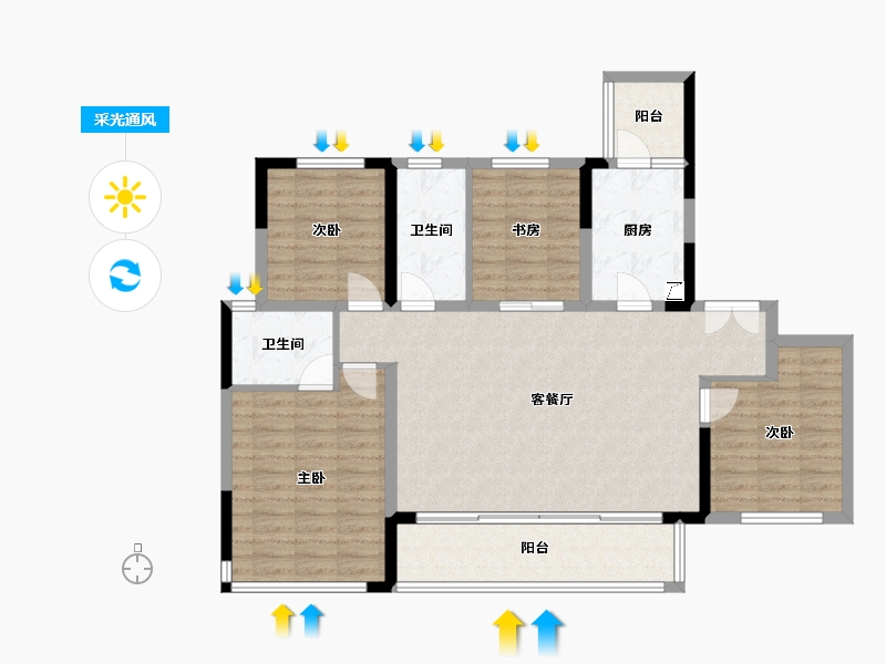 四川省-成都市-首开天府琅樾-124.00-户型库-采光通风