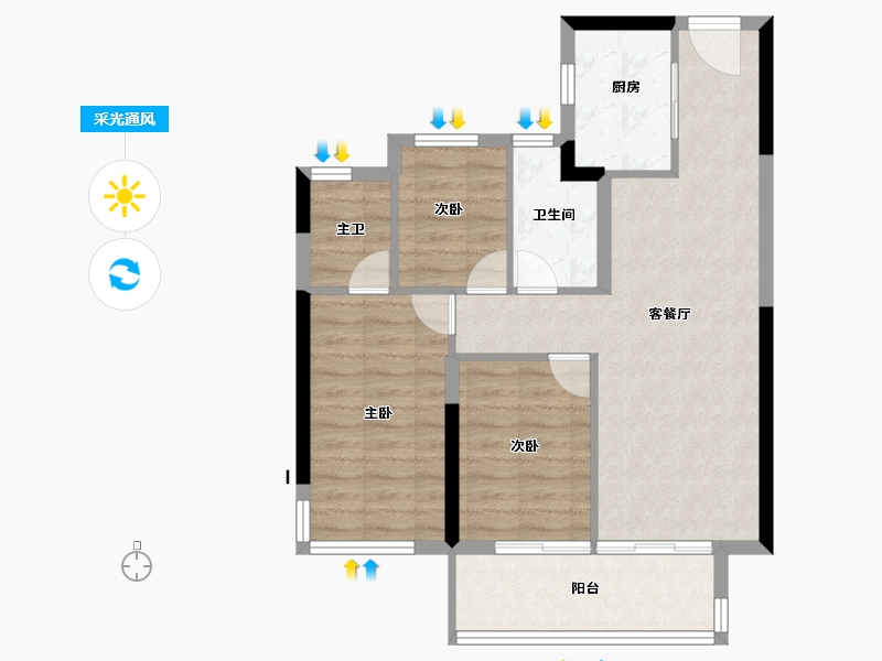 福建省-泉州市-石狮建发和鸣-74.40-户型库-采光通风