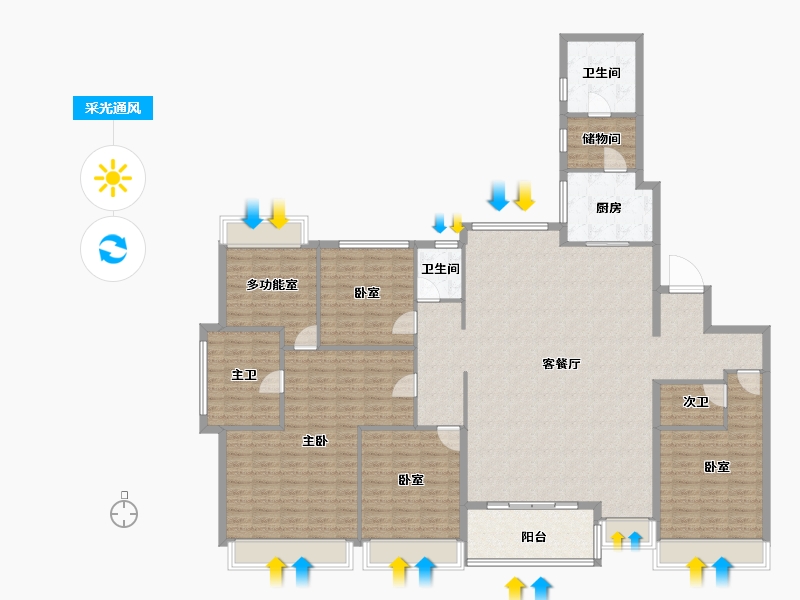 上海-上海市-华发仁恒苏河世纪-192.39-户型库-采光通风