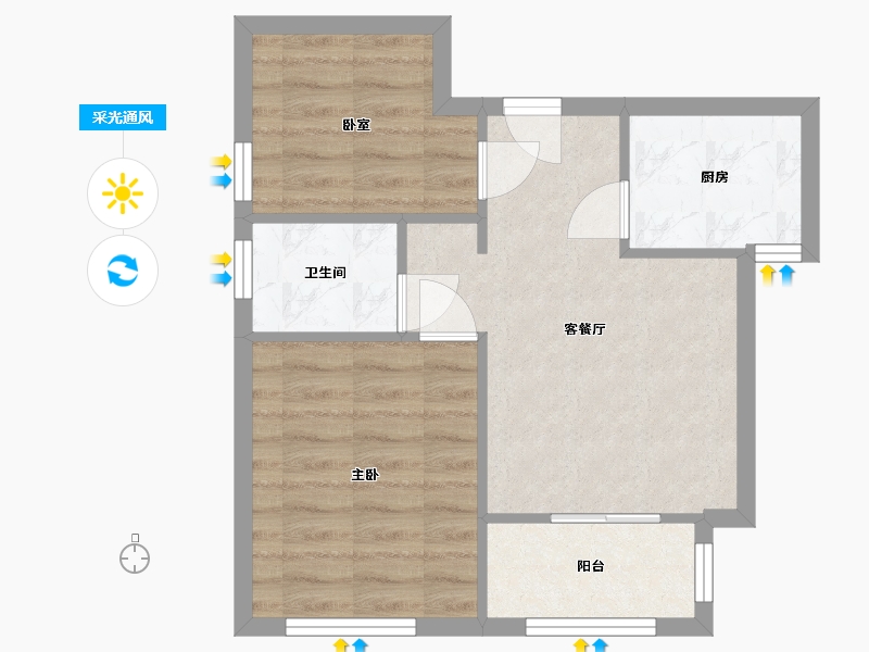 江苏省-南京市-莲花新城-南苑-47.50-户型库-采光通风