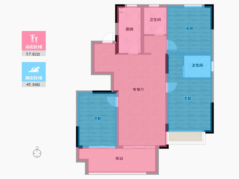 江苏省-常州市-晋陵和庭-92.80-户型库-动静分区