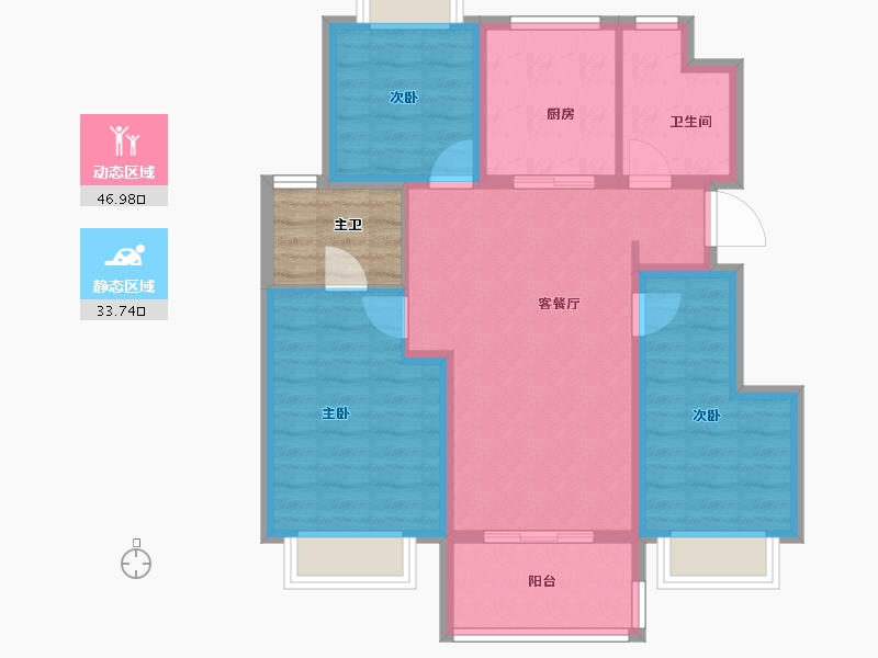 上海-上海市-中国铁建花语江南-76.01-户型库-动静分区