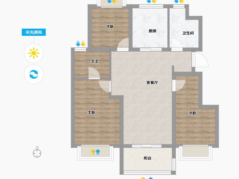 上海-上海市-中国铁建花语江南-76.01-户型库-采光通风