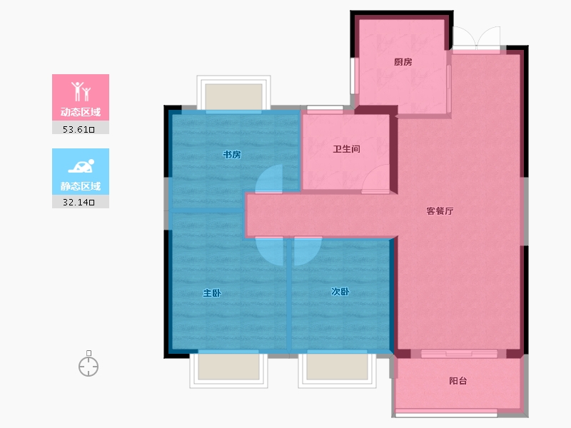 湖北省-武汉市-荣盛华庭-77.38-户型库-动静分区