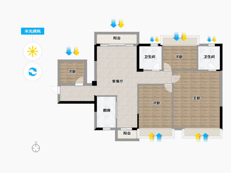 广西壮族自治区-南宁市-荣和公园里-117.08-户型库-采光通风