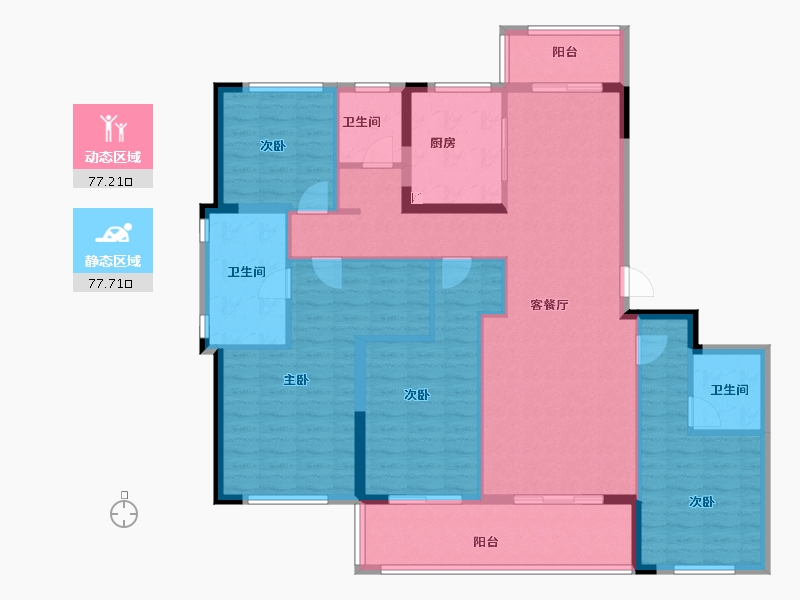 浙江省-宁波市-绿城金茂·春澜璟园-140.02-户型库-动静分区