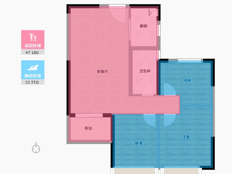 湖南省-湘潭市-湘江富力城-71.45-户型库-动静分区