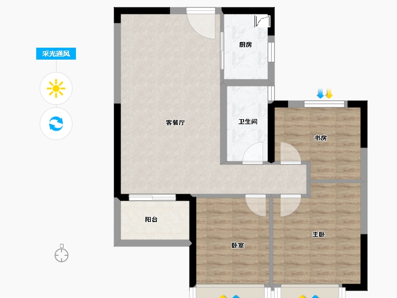 湖南省-湘潭市-湘江富力城-71.45-户型库-采光通风