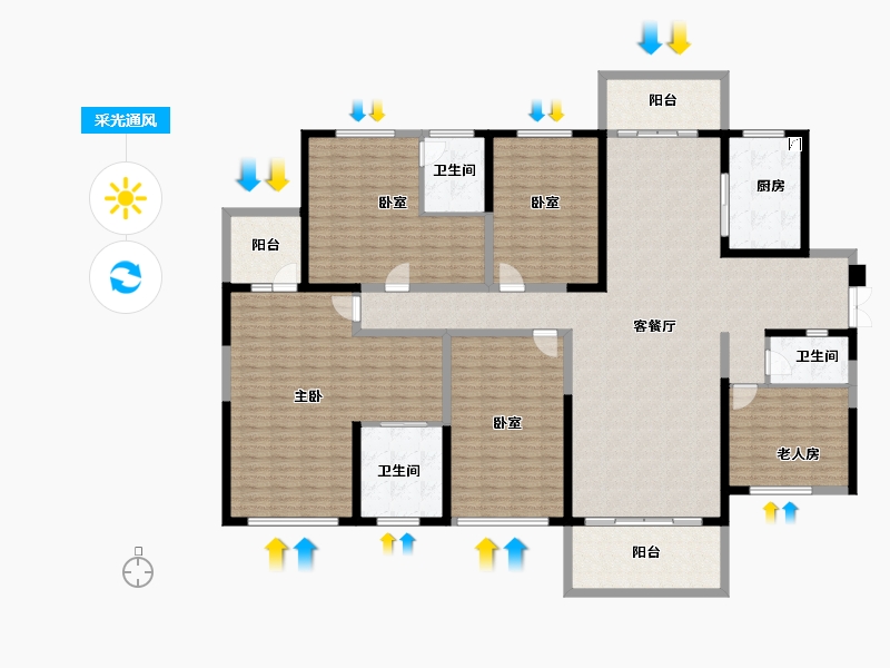 湖南省-长沙市-湘江壹号-220.30-户型库-采光通风