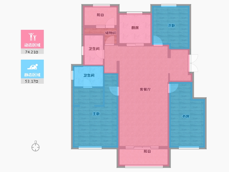 辽宁省-沈阳市-华润置地御华府-114.02-户型库-动静分区