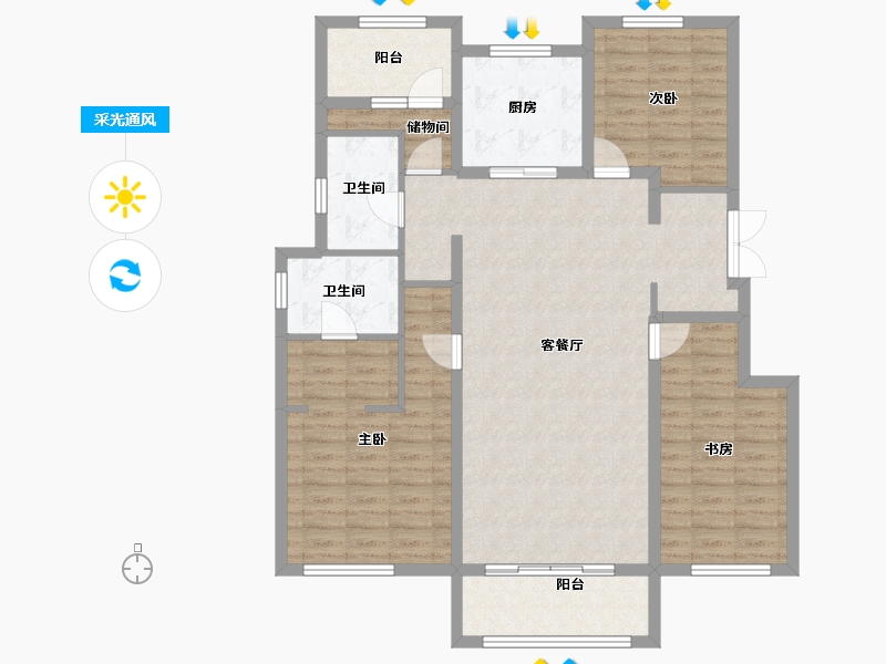 辽宁省-沈阳市-华润置地御华府-114.02-户型库-采光通风