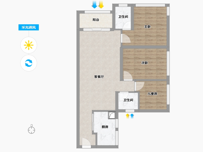 广东省-清远市-帝景湾-70.70-户型库-采光通风