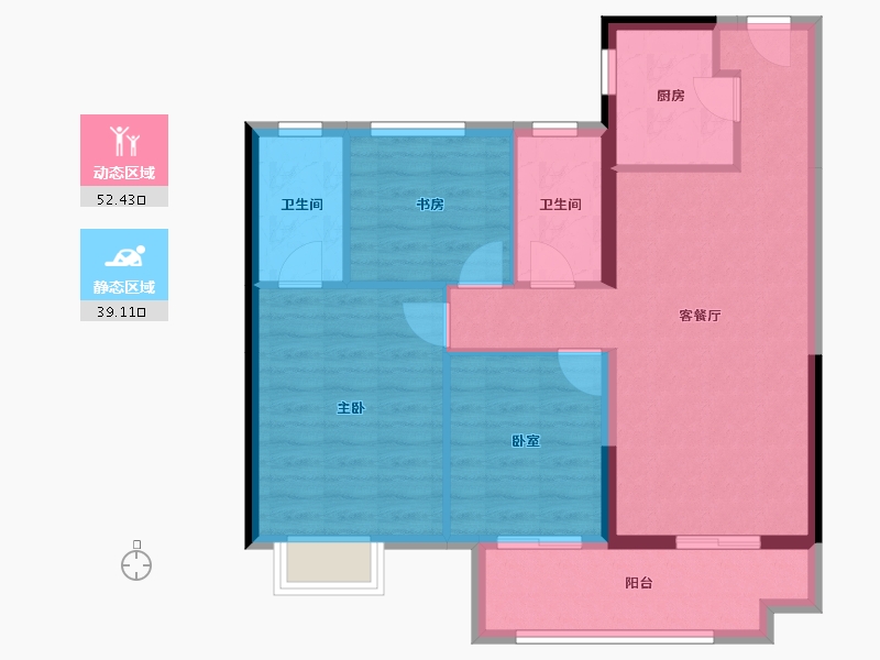 湖南省-长沙市-美的国宾府-82.36-户型库-动静分区