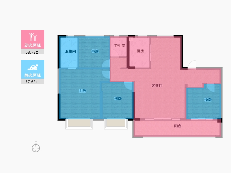 浙江省-宁波市-金辉·紫粼云庭-114.32-户型库-动静分区