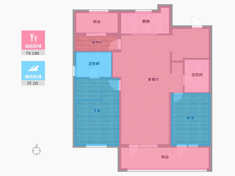 辽宁省-沈阳市-华润置地御华府-102.60-户型库-动静分区