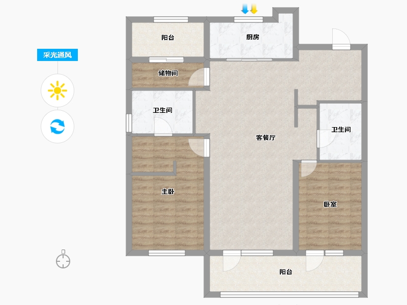 辽宁省-沈阳市-华润置地御华府-102.60-户型库-采光通风