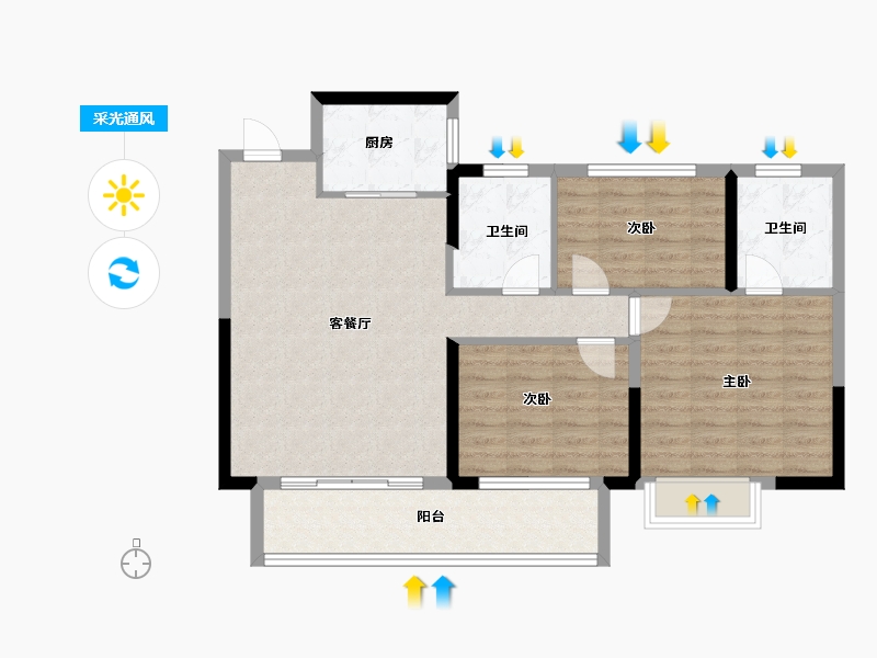 湖南省-长沙市-长房岭秀时代-91.99-户型库-采光通风