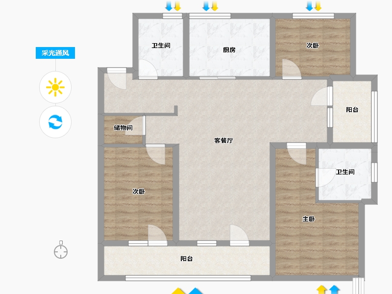 山东省-青岛市-龙湖亿联春江天玺-108.00-户型库-采光通风