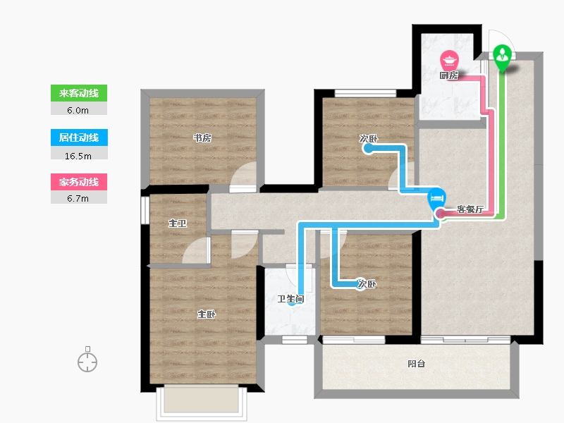 广西壮族自治区-南宁市-龙湖春江天越-88.26-户型库-动静线