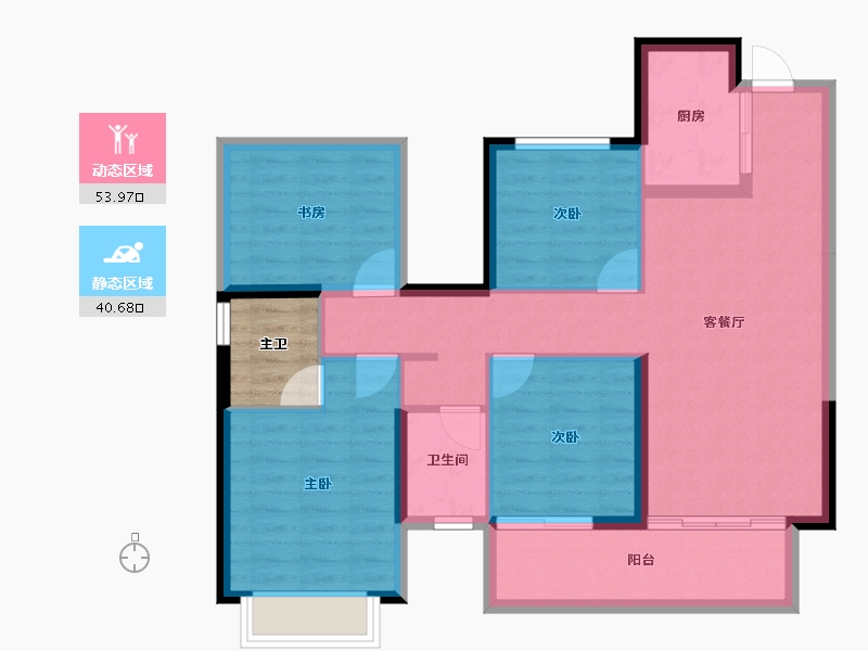 广西壮族自治区-南宁市-龙湖春江天越-88.26-户型库-动静分区