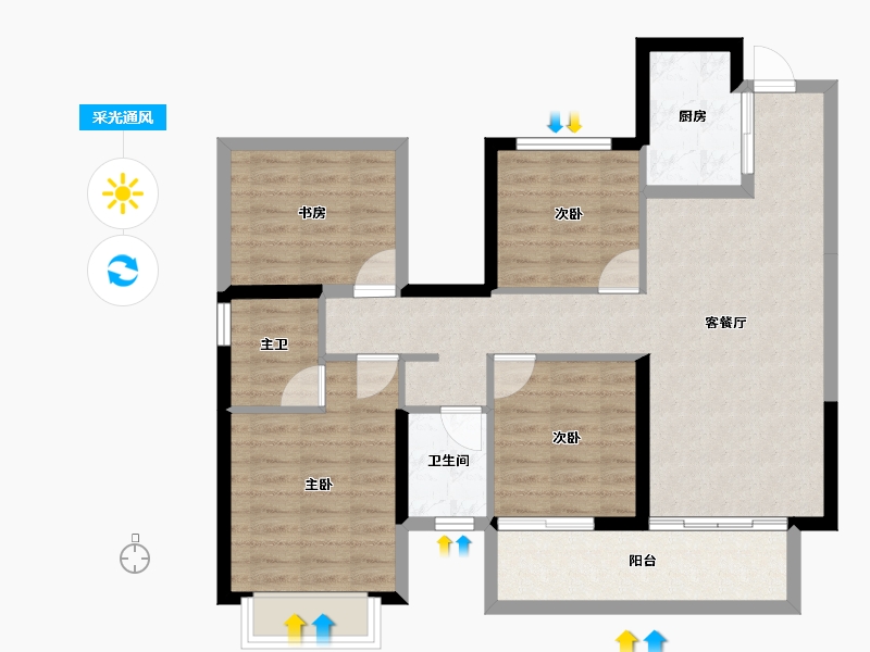 广西壮族自治区-南宁市-龙湖春江天越-88.26-户型库-采光通风