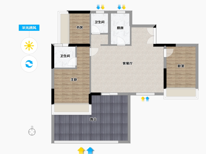 贵州省-贵阳市-铁建城-100.00-户型库-采光通风