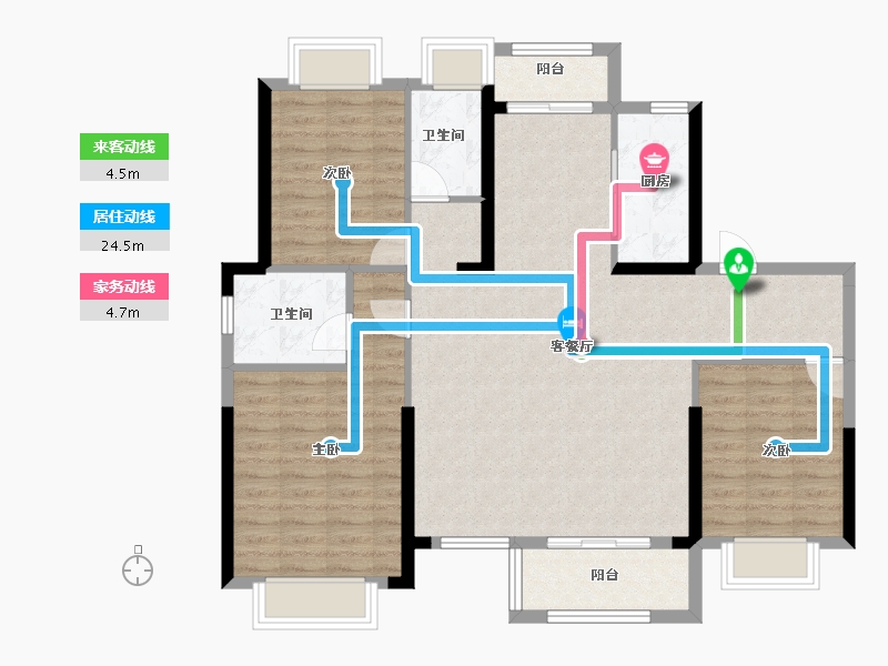 湖北省-武汉市-荣盛华庭-106.67-户型库-动静线