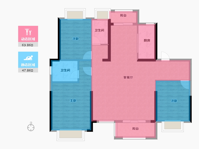 湖北省-武汉市-荣盛华庭-106.67-户型库-动静分区