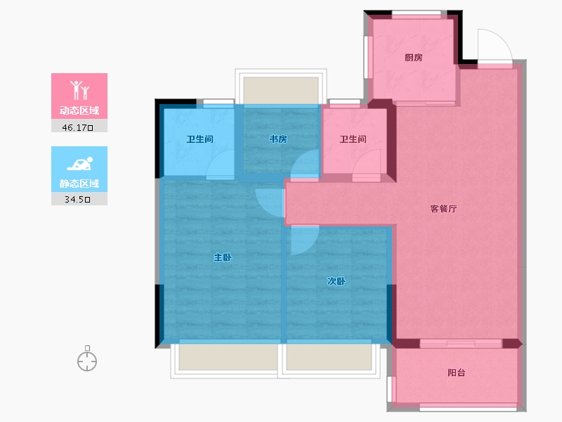 浙江省-温州市-上坤新隆云栖风华-72.11-户型库-动静分区