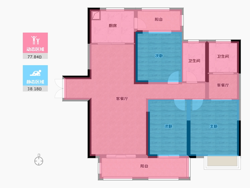 湖南省-岳阳市-碧湖公馆-124.00-户型库-动静分区