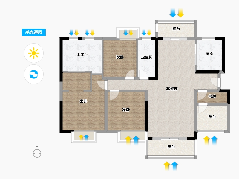 广东省-佛山市-华润置地悦里-115.82-户型库-采光通风