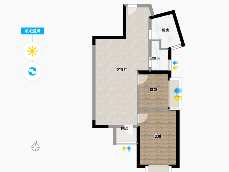 湖北省-武汉市-观湖园二期-60.96-户型库-采光通风